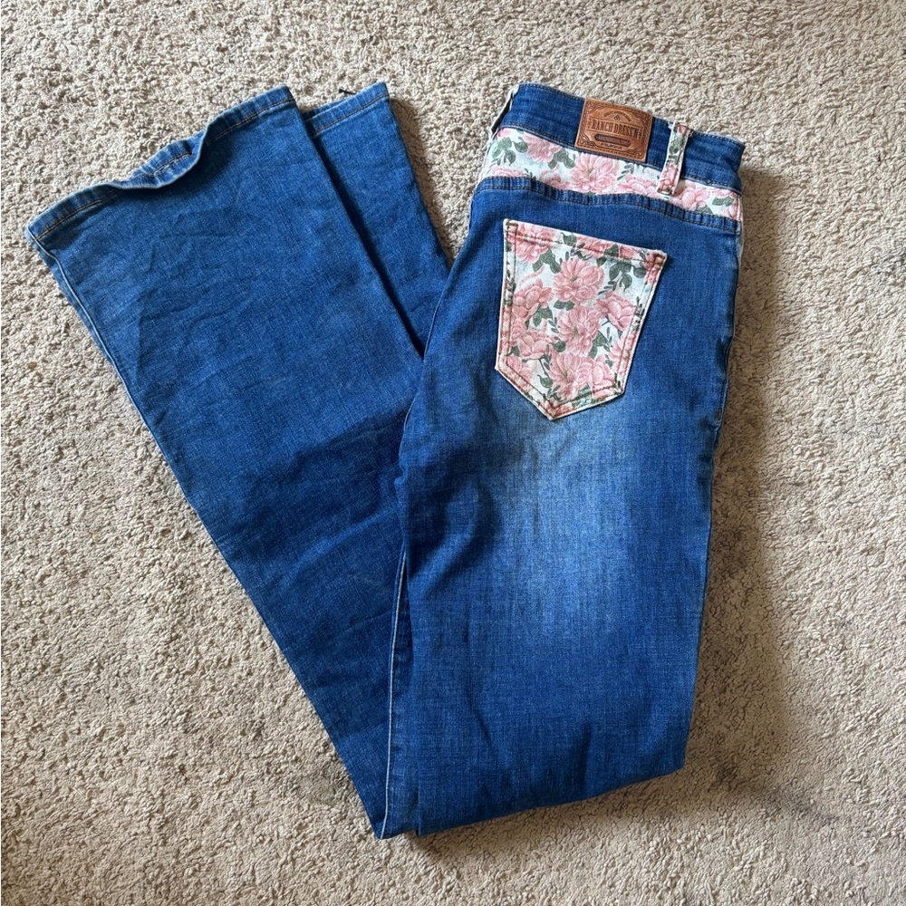 Floral Accent Blue Jeans